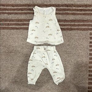 Rylee + Cru Cream Tank with Palm Tree Print